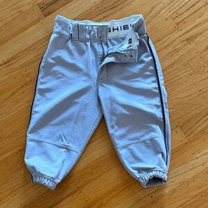 Kids Grey Baseball Pants with navy stripe